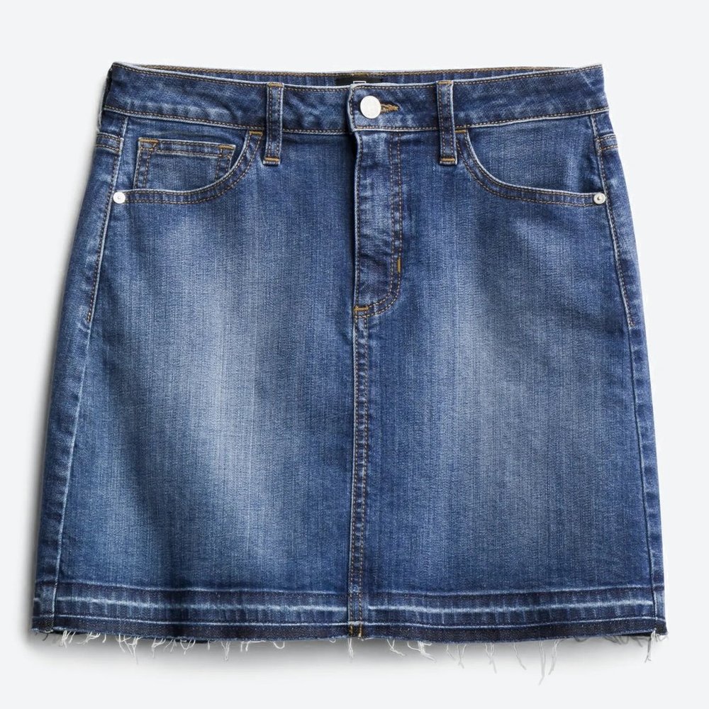 Released Hem Denim Skirt | Just Black | Small - Petite - Picture 1 of 6
